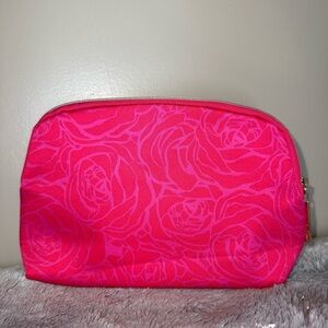Lancome Paris Small Cosmetic Bag Hot Pink Floral Design Zip Fairycore Romantic